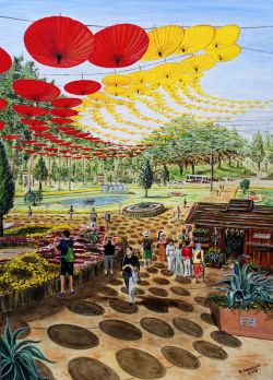 Visita al giardino botanico (2018) - olio su tela - cm 40 x 30